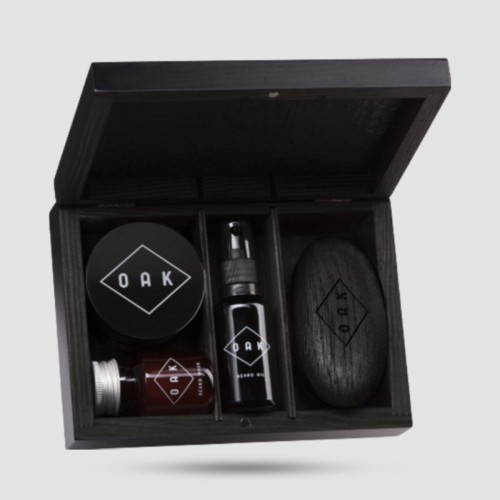 OAK Beard Box Πλήρες Σετ Περιποίησης Γενειάδας - Grooming - 4 προϊόντα σε ξύλινη θήκη