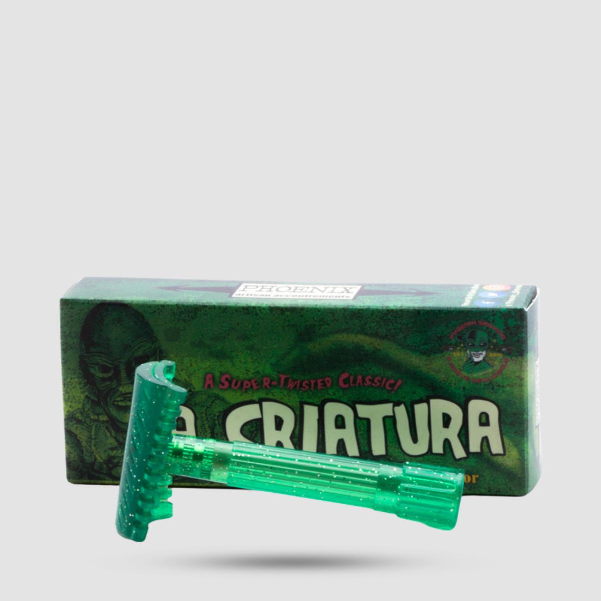 La Criatura Phoenix Artisan - Slant Open Comb Ξυριστική Μηχανή - Μεταλλικό πράσινο-μπλε