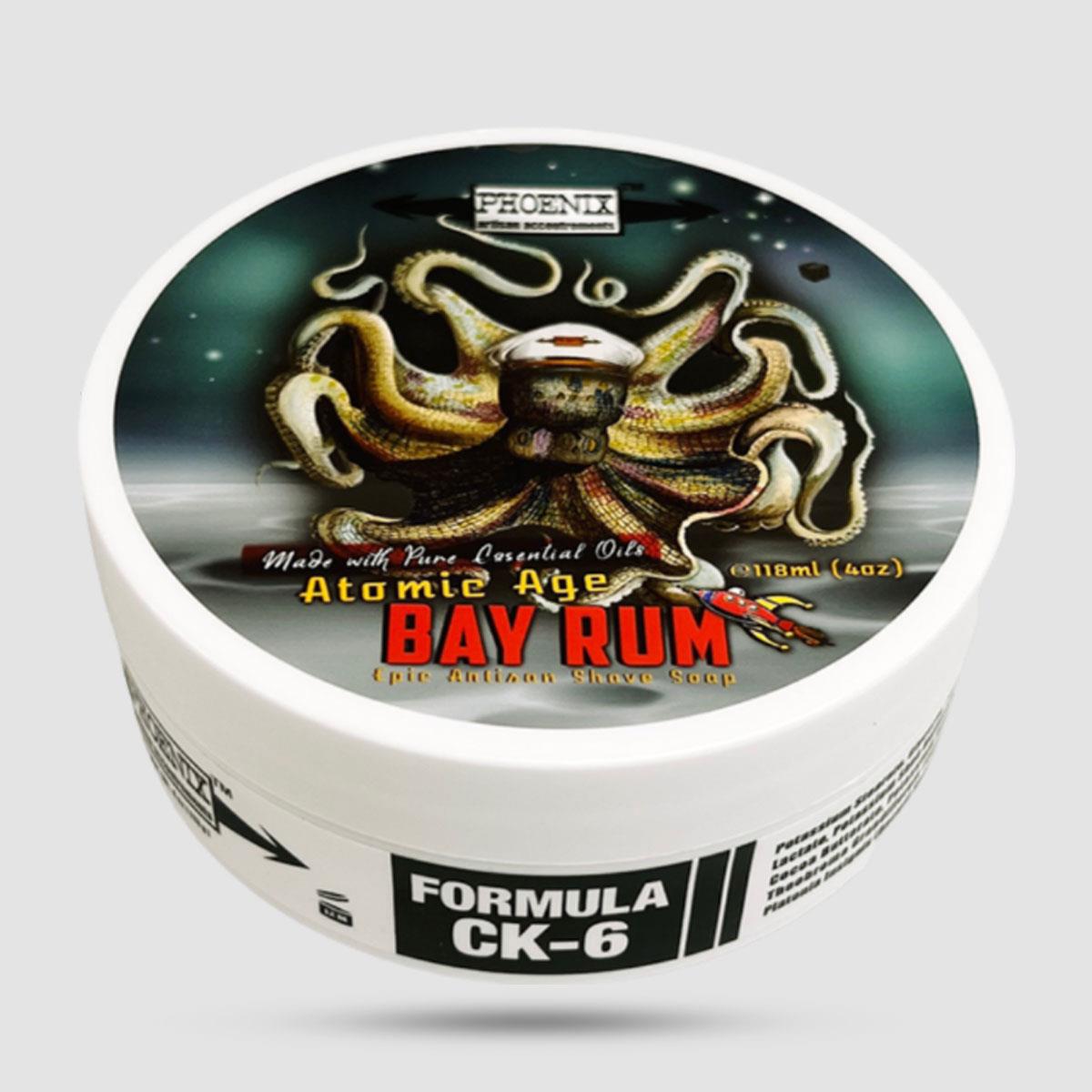 Σαπούνι Ξυρίσματος Atomic Age Bay Rum CK-6 Phoenix Artisan - 6 εξωτικά βούτυρα