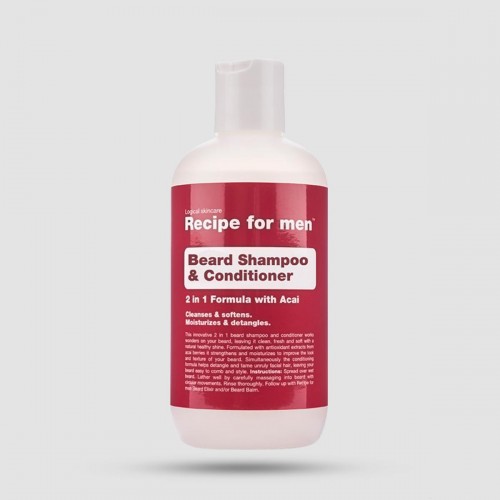 Shampoo & Conditioner For Beard Recipe For Men - Grooming - 2 in 1 formula with açaí