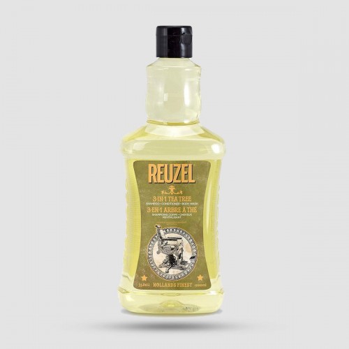 Reuzel 3-σε-1 Tea Tree Shampoo 1000ml - Σαμπουάν για μαλλιά γενιά σώμα - Vegan φόρμουλα με τεϊόδεντρο