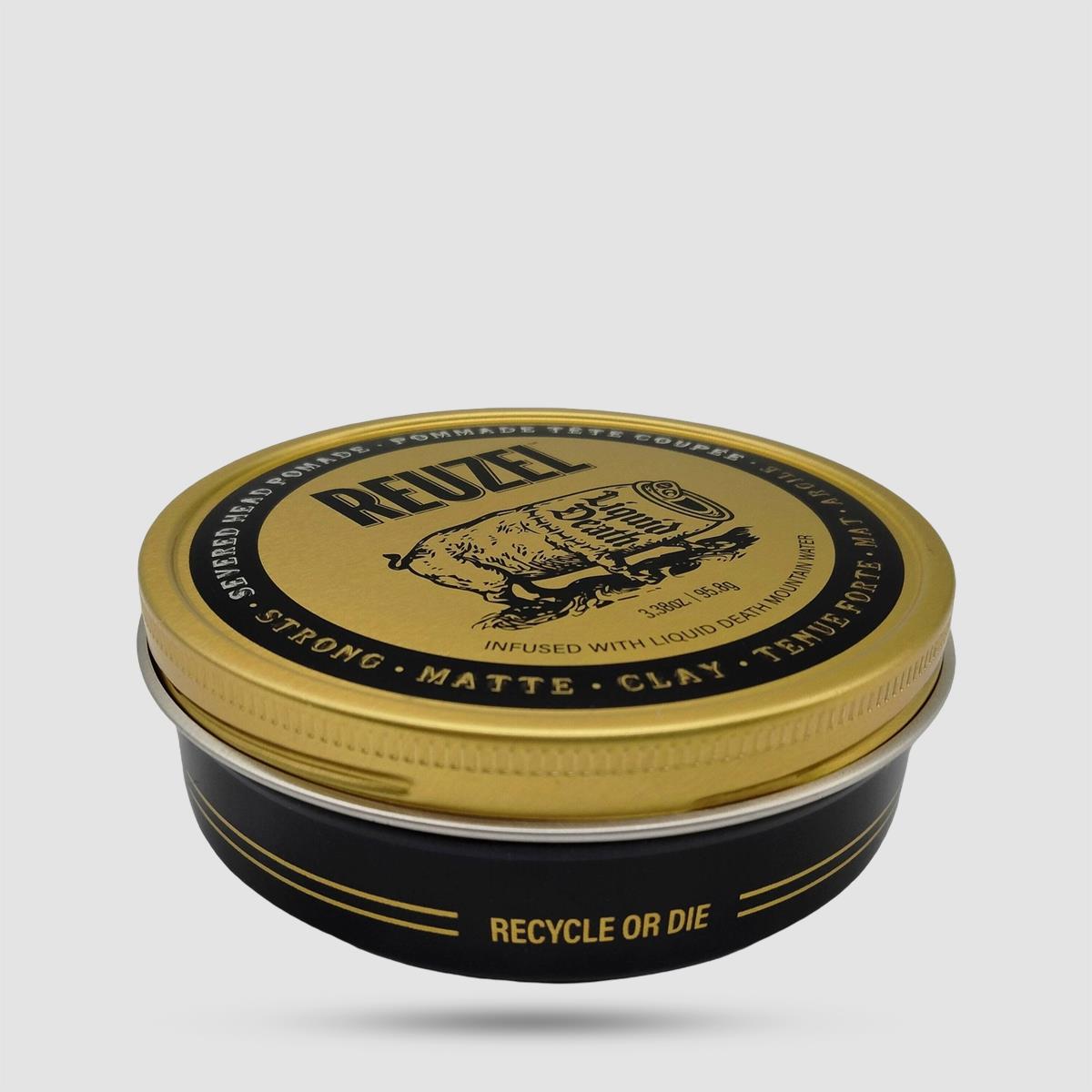 Clay Matte Pomade Reuzel x Liquid Death - Styling Pomade - Strong Hold No Shine