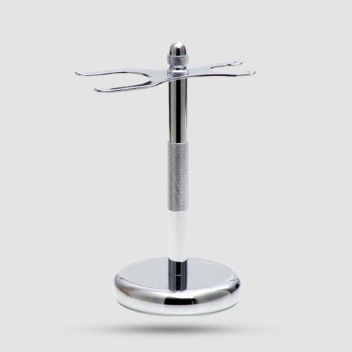 Βάση Για Πινέλο Ξυρίσματος & Ξυράφι Rockwell White Chrome - Shaving Tools - Επιχρωμιωμένος ορείχαλκος