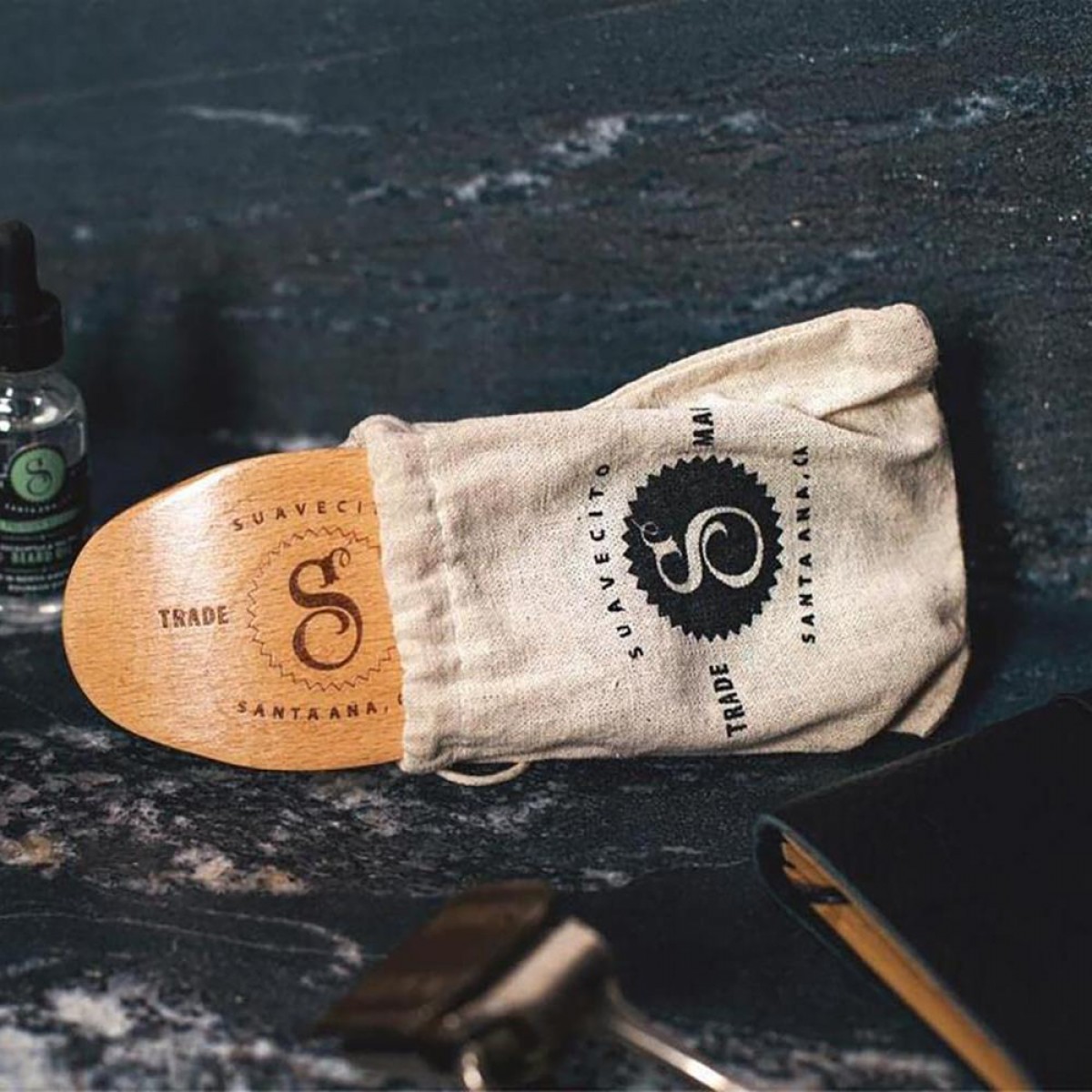 Suavecito Beard Brush - Grooming - Synthetic bristles with wooden handle