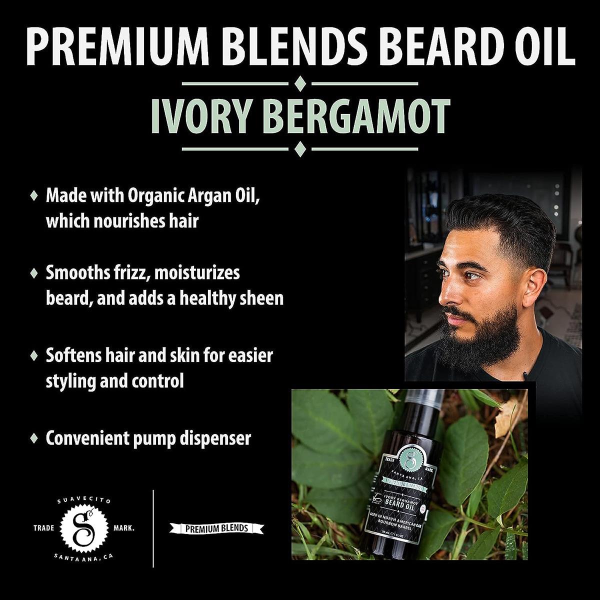 Λάδι Γενιών Suavecito με Περγαμόντο - Beard Oil με Argan - 30ml