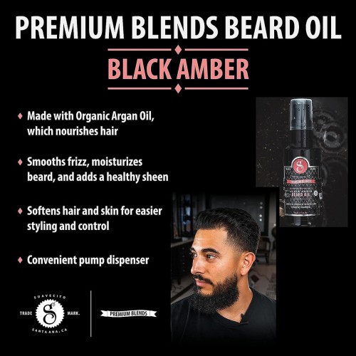 Λάδι Γενιών Suavecito Black Amber 30ml - Περιποίηση γενιών με οργανικό Argan Oil