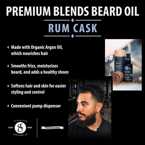 Λάδι Για Γένια Suavecito Rum Cask - Grooming - Οργανικό έλαιο αργκάν