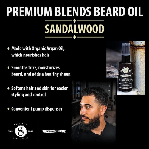 Suavecito Sandalwood Beard Oil 30ml - Premium Beard Oil with Argan