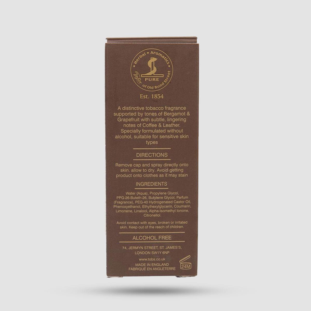 Aftershave Lotion Tobacco Leaf Taylor of Old Bond Street - Χωρίς αλκοόλ με άρωμα καπνού