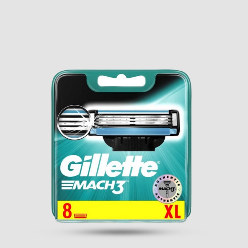 8 x Ανταλλακτικές Λεπίδες - Gillette - Mach 3