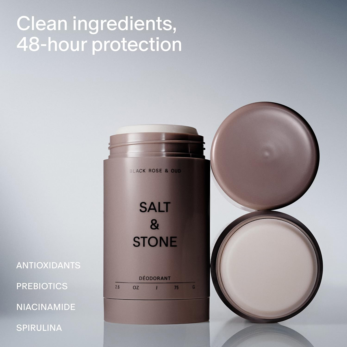 Salt and Stone Black Rose Oud Deodorant Extra Strength 75g - Φυσικό αποσμητικό με προβιοτικά