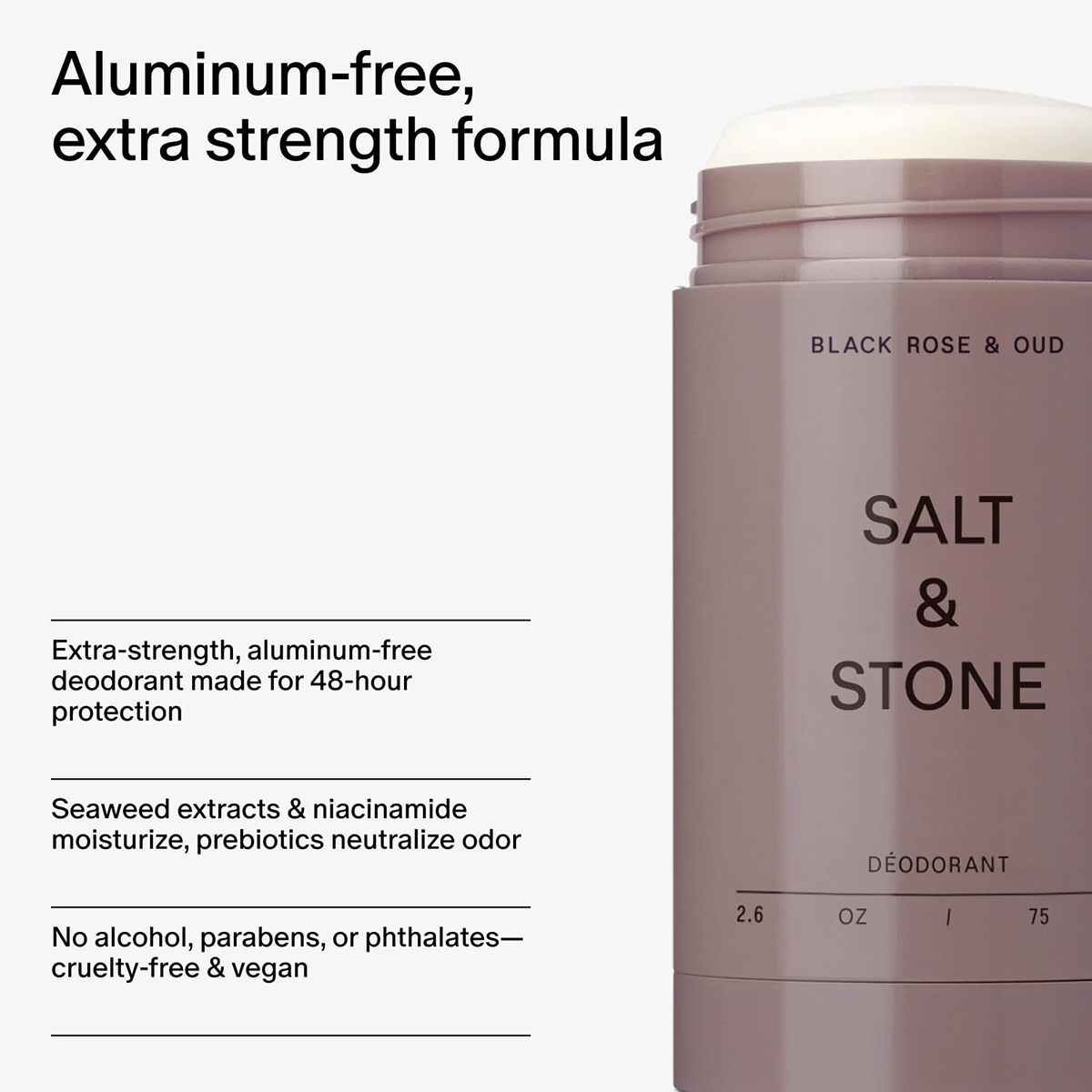 Salt and Stone Black Rose Oud Deodorant Extra Strength 75g - Φυσικό αποσμητικό με προβιοτικά