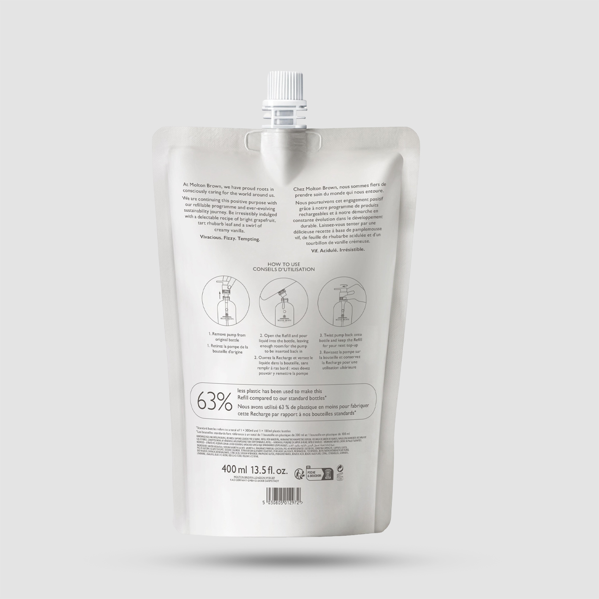 Molton Brown Delicious Rhubarb & Rose Ανταλλακτικό Υγρό Σαπούνι 400ml - Οικολογική Πολυτέλεια