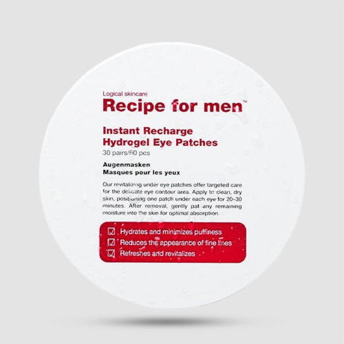 Recipe For Men Instant Recharge Hydrogel Eye Patches 85g - Αντιγηραντική θεραπεία ματιών με 30 ζευγάρια