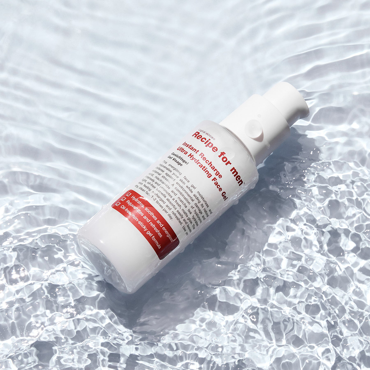 Recipe For Men Instant Recharge Ultra Hydrating Face Gel 75ml - Ενυδατικό gel προσώπου χωρίς λάδια