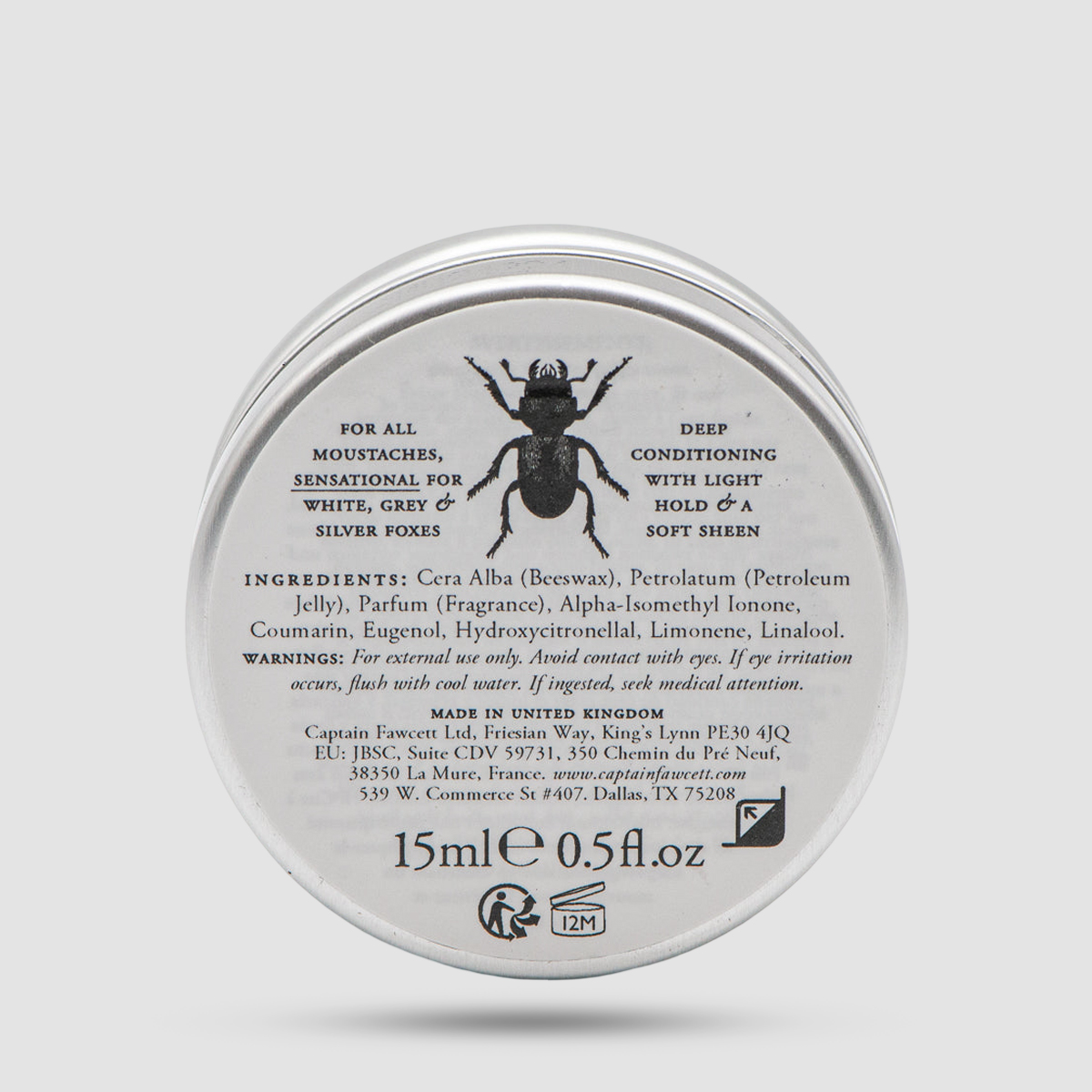 Captain Fawcett Bianco Classico Moustache Wax 15ml - Premium κερί μουστακιού με μελισσοκέρι