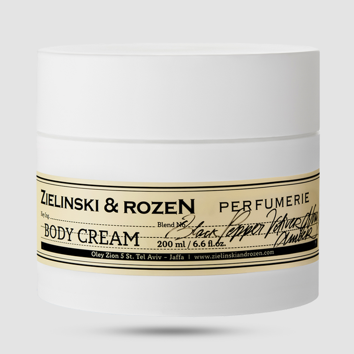 Zielinski & Rozen Body Cream Black Pepper Vetiver Neroli Amber 200ml ενυδατική κρέμα unisex