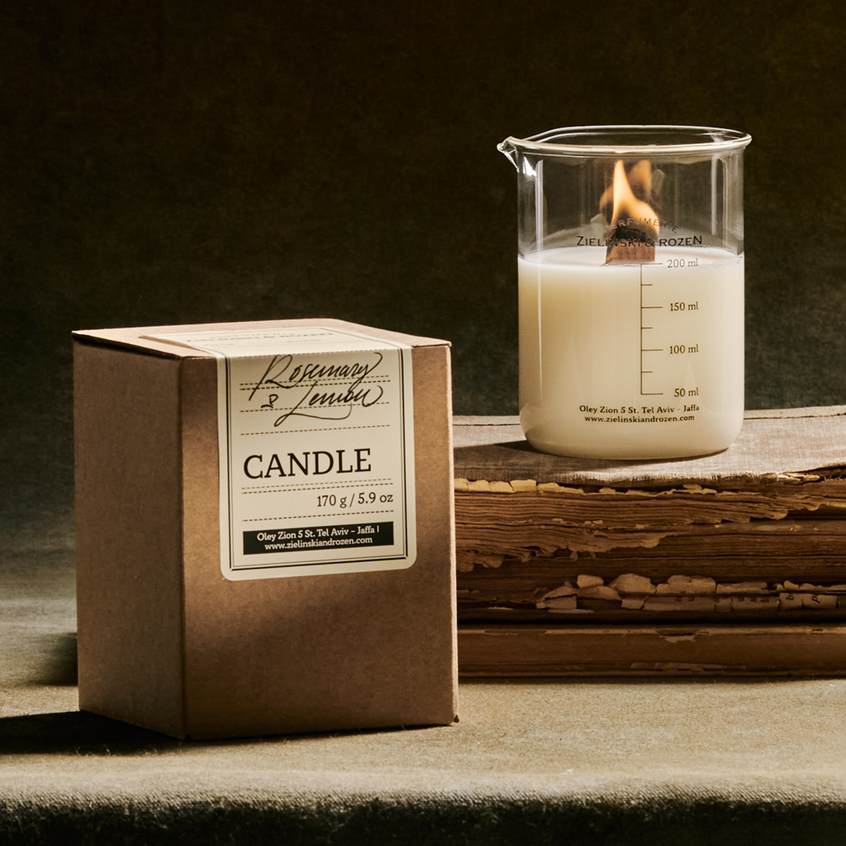 Zielinski & Rozen Rosemary Lemon Candle 170g αρωματικό κερί με ξύλινο φυτίλι