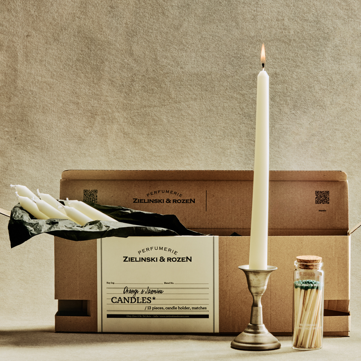 Zielinski & Rozen Candles Set Orange Jasmine 13 κεριά vintage κηροπήγιο