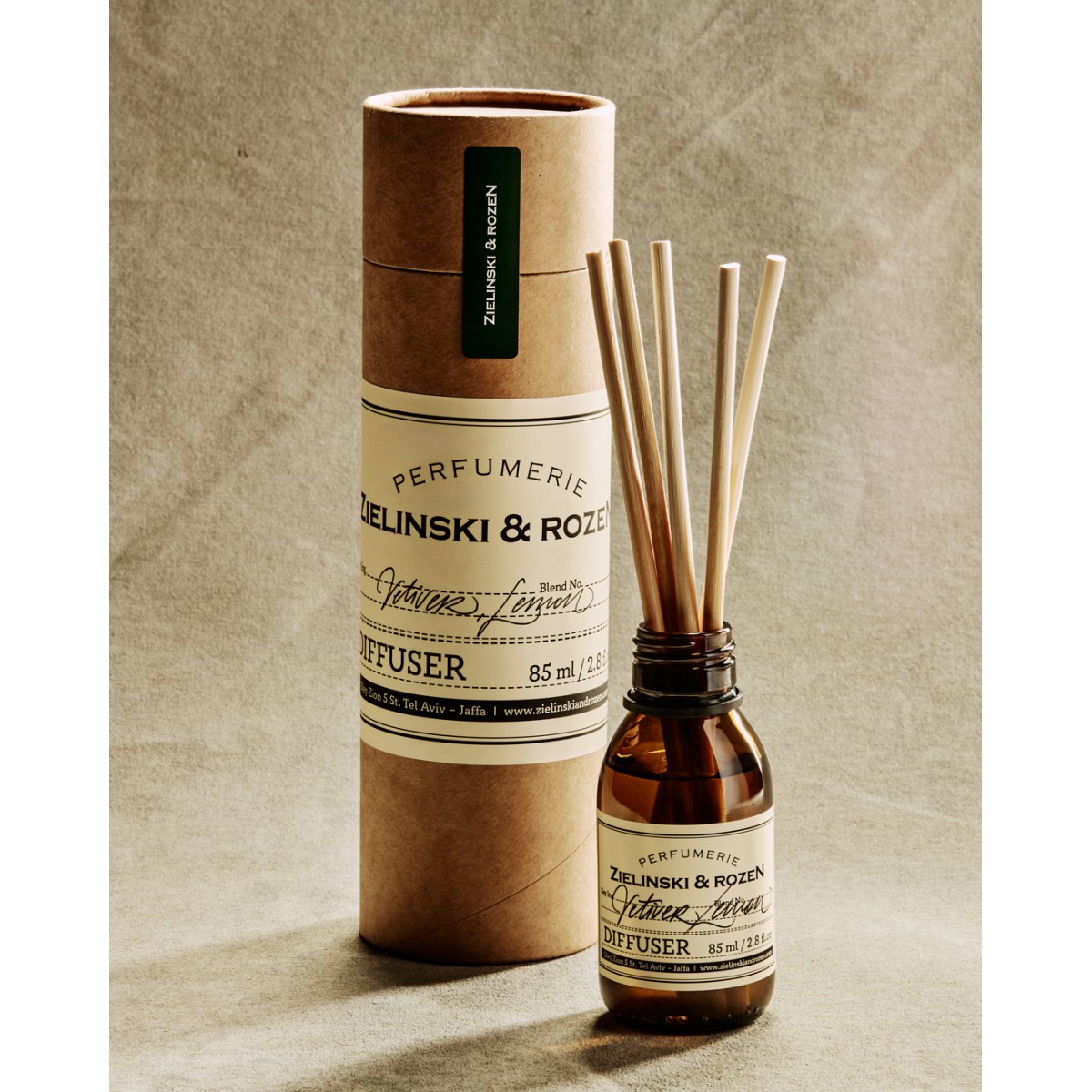 Zielinski & Rozen Diffuser Vetiver Lemon 85ml - Fresh green home fragrance