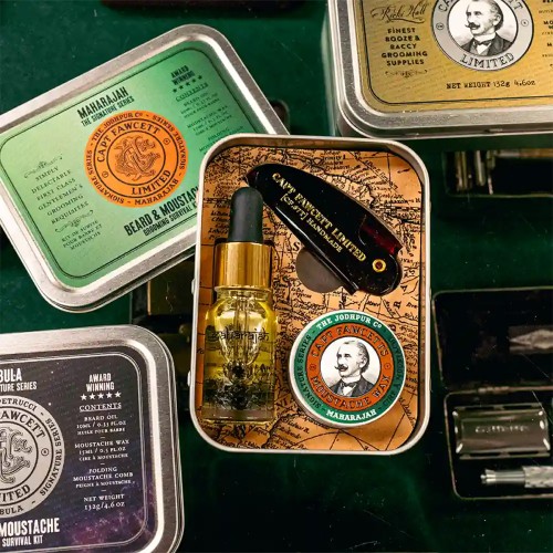 Captain Fawcett Maharajah Survival Kit - Vintage μεταλλικό κουτί με beard oil και moustache wax