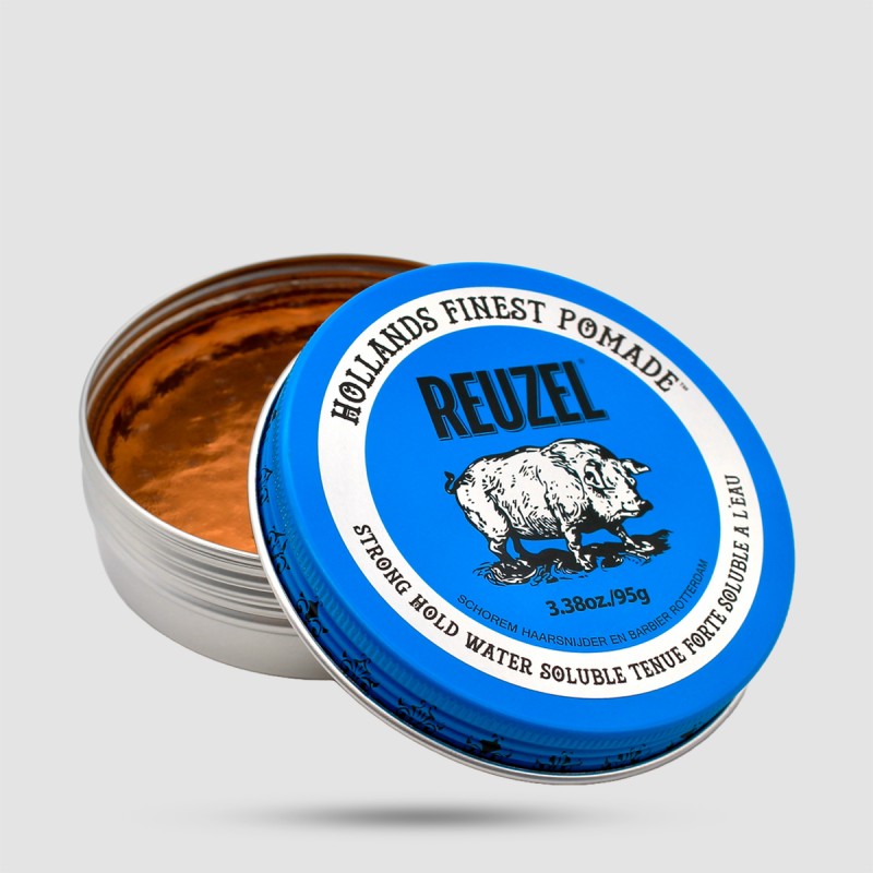 Πομάδα Μαλλιών Reuzel Blue – Δυνατό Κράτημα & Υψηλή Λάμψη 95g