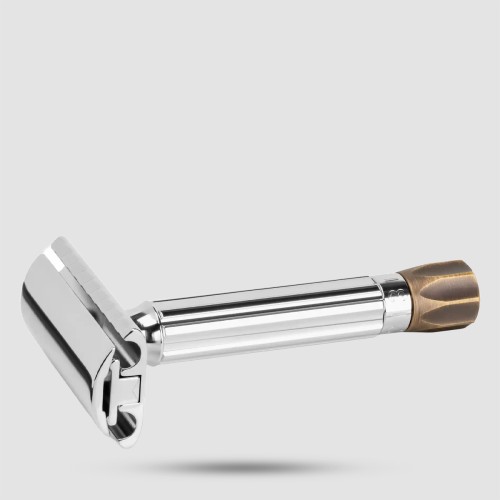 Merkur 500 Progress adjustable safety razor with antique brass knob