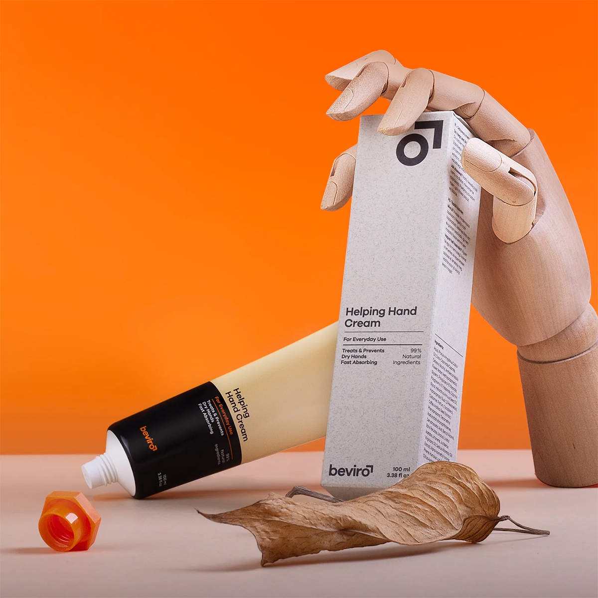 Beviro Helping Hand Cream 100ml - Ενυδατική κρέμα χεριών 99% φυσική ανδρική