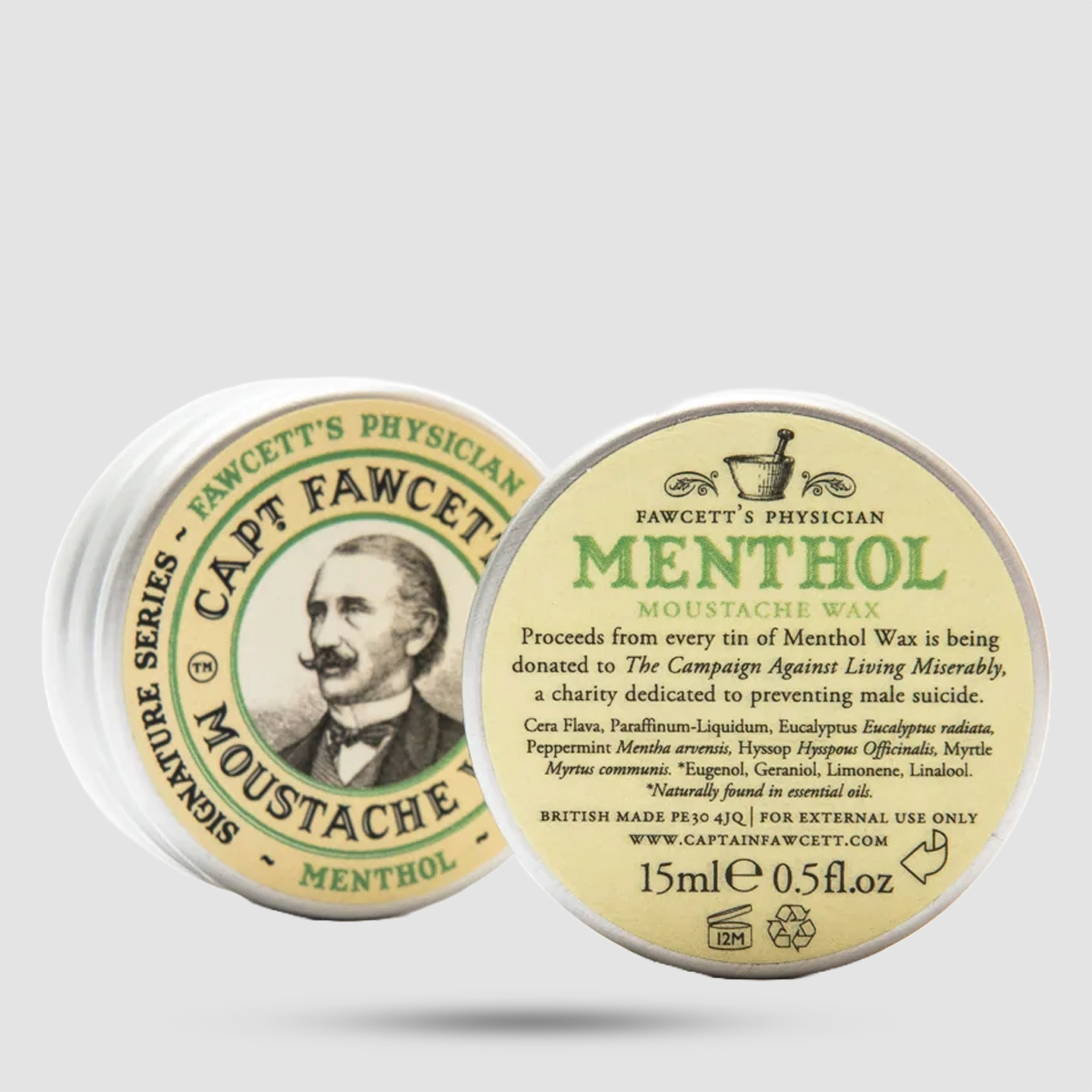 Captain Fawcett Physician Mentholated Moustache Wax 15ml - Κερί Μουστακιού με Μέντα και Ευκάλυπτο