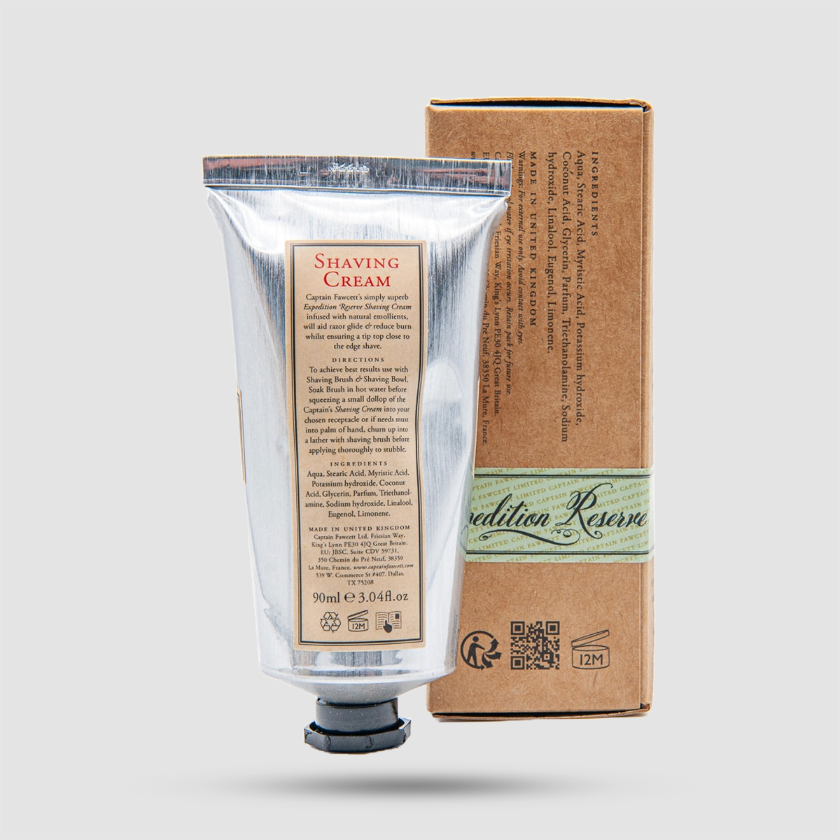 Captain Fawcett Expedition Reserve Shaving Cream Travel Size 90ml - Premium Shaving Cream in Metal Tube