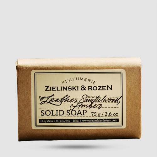 Zielinski & Rozen Leather Sandalwood Amber Solid Soap 75g - Luxury Multi-Tasking Soap Bar