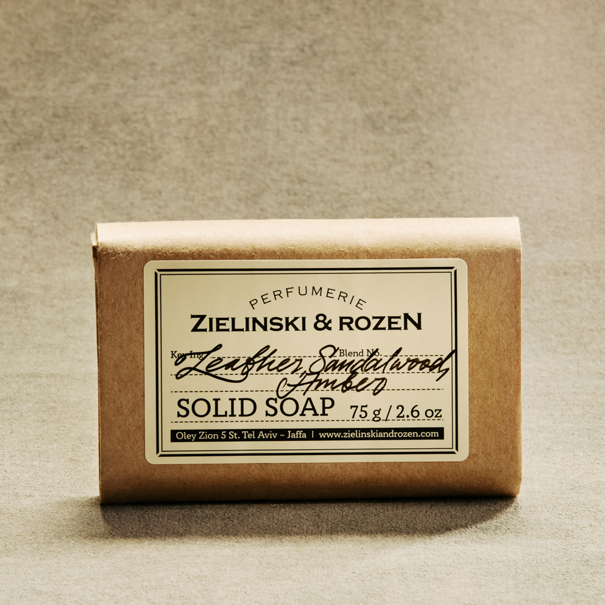 Zielinski & Rozen Leather Sandalwood Amber Solid Soap 75g - Luxury Multi-Tasking Soap Bar