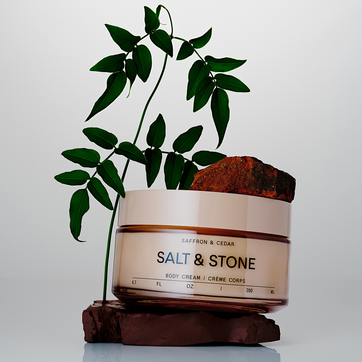 Salt & Stone Body Cream Saffron & Cedar 200ml - Ενυδατική Κρέμα Σώματος με Φύκια & Σκουαλάνιο