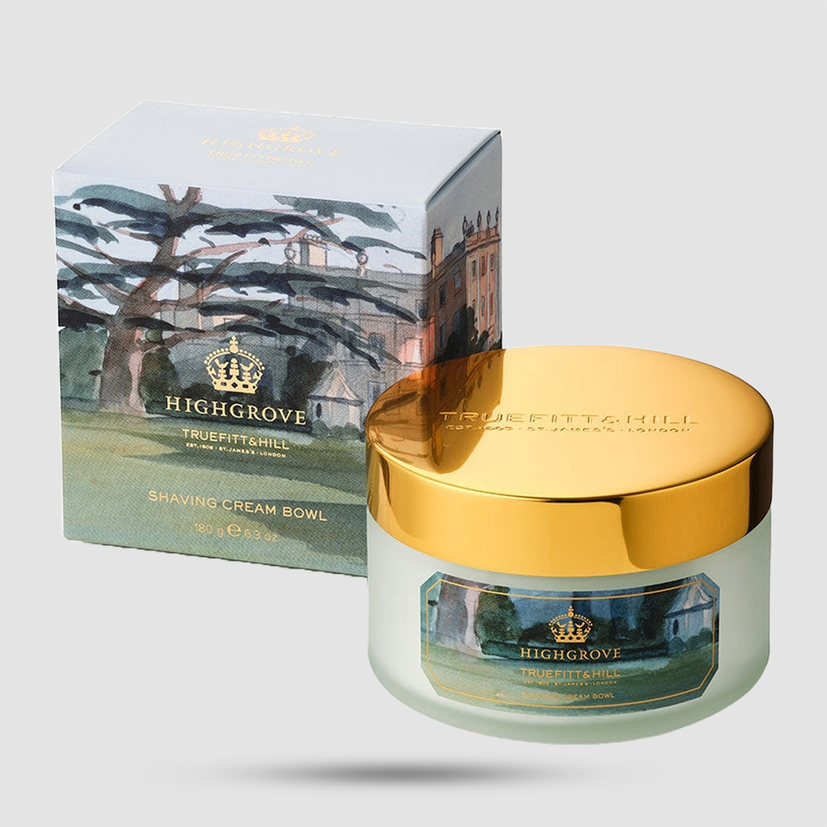 Truefitt & Hill Highgrove Luxury Shaving Cream 190g - Glycerin-Based Cream in Bowl with Cedar & Lavender