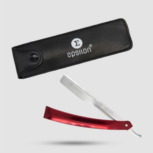Epsilon Red Shaving Razor με Δερμάτινη Θήκη - Κόκκινο Injection Ξυράφι