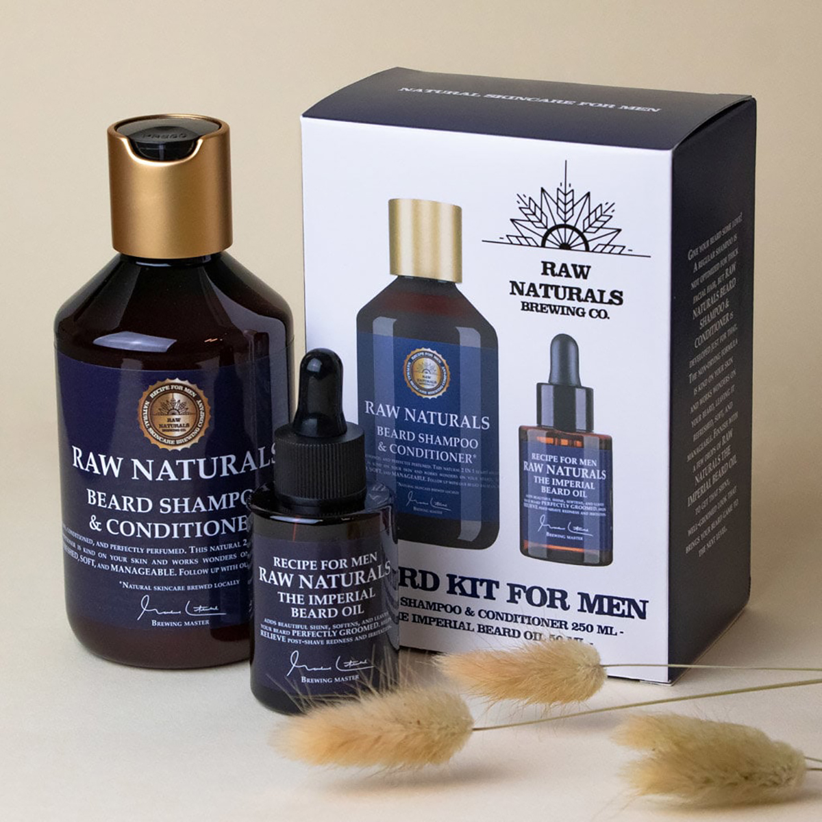 Raw Naturals Σετ Περιποίησης Γενειάδας - Shampoo & Conditioner 250ml & Imperial Beard Oil 50ml