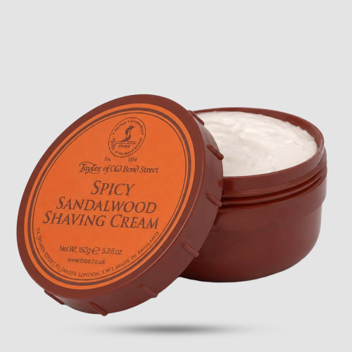 Taylor of Old Bond Street Spicy Sandalwood Κρέμα Ξυρίσματος 150g - Κρέμα σε μπολ με άρωμα φουζέρ