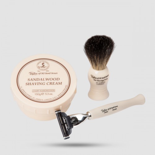 Σετ Δώρου No 74 Taylor Of Old Bond Street - Skincare - Κρέμα Sandalwood, Πινέλο Pure Badger, Ξυράφι Mach3