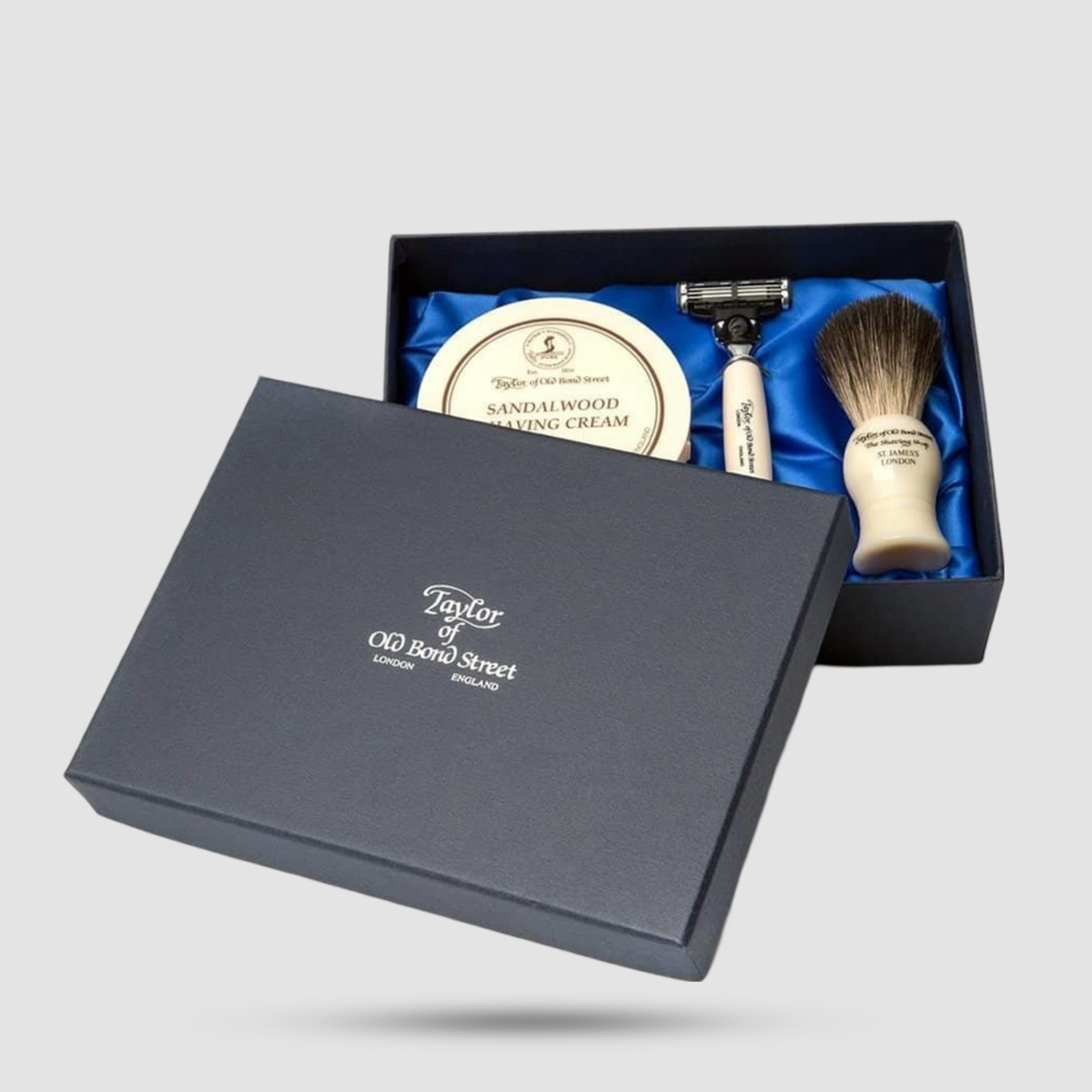 Σετ Δώρου No 74 Taylor Of Old Bond Street - Skincare - Κρέμα Sandalwood, Πινέλο Pure Badger, Ξυράφι Mach3